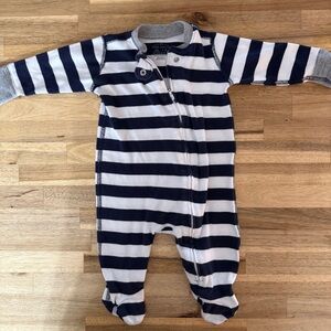 Hanna Andersson Navy & White Striped Footed One-Piece